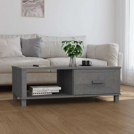 vidaXL Mesa de centro HAMAR madera maciza pino gris oscuro 100x55x35cm (1/5)