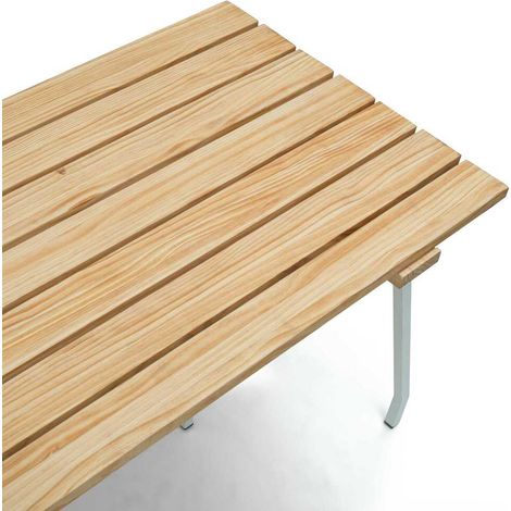Mesa Listones Exeter Eco-Line 160x78x75cm Blanco en madera maciza gran espesor acabado Natural Box Furniture (1/4)