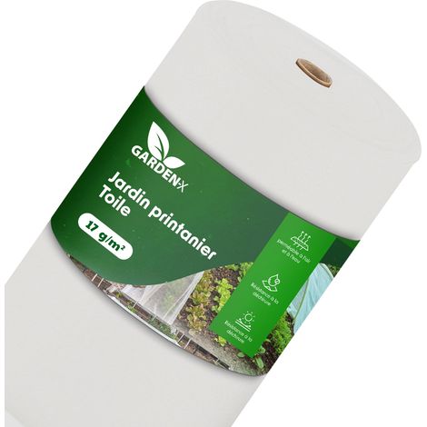 Serre précoce en non-tissé respirant 17 g/m² 1,1 x 100 m (110 m²), favorise une croissance saine, pour couvrir les parterres surélevés, protège les plantes, les fleurs et les légumes du froid (1/5)