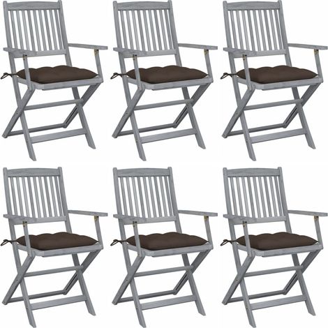 Klappbare Gartenstühle 6 Stk. mit Kissen Massivholz Akazie