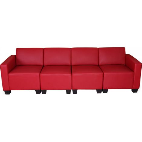 Salotto modulare componibile lounge moderno Lione N71 ecopelle divano 4 posti rosso