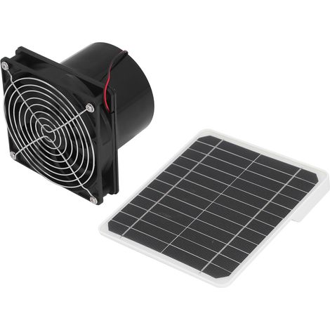 Ventilateur d'extraction à énergie solaire, Kit de panneau monocristallin 50W 12V 6.5 pouces avec filet de protection, Support 24 heures de travail ininterrompu
