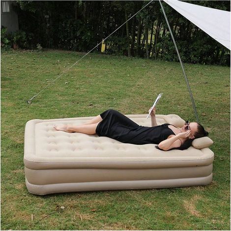 Lit gonflable automatique, matelas gonflable épais et surélevé, lit portatif pour maison, couchage gonflable pour tente et camping extérieur (1/2)