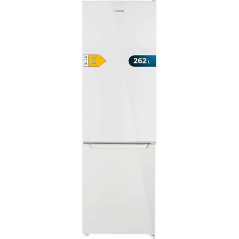 Cecotec – Réfrigérateur-congélateur combiné statique 262 litres – Classe E – LED intérieur – Plateaux en verre – Contrôle électronique de température