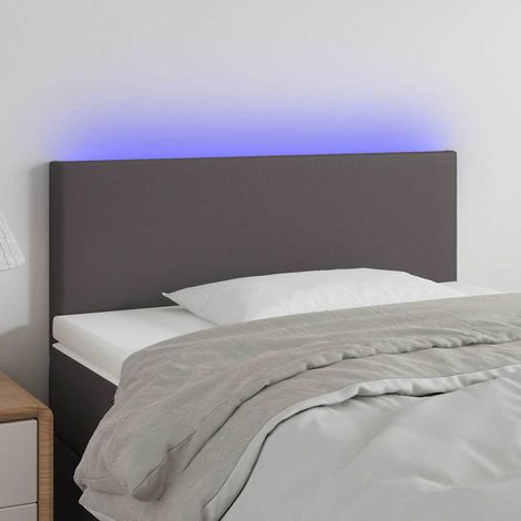 vidaXL Cabecero con LED cuero sintético gris 100x5x78/88 cm (1/5)