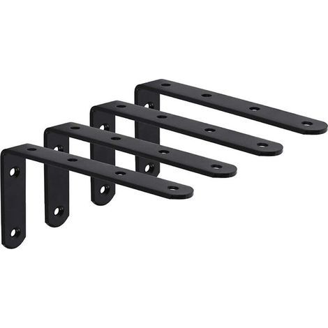 ( 125 X 75 X 3mm 4Pcs Noir)Equerre Étagère Murale avec Vis Support Étagère Mural Support en forme de L Équerre de Fixation pour Étagère Déco Cuisine Chambre Meubles Suspendus Placard (1/5)