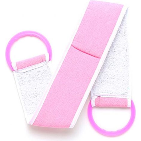 Gant De Douche Exfoliant Dos Avec Sangle - Éponge Nettoyante Corps Douce - Accessoire Salle De Bain Rose - 1 Pièce