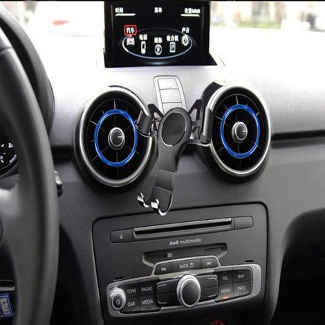 Support de téléphone Portable de Voiture pour Audi A1 8X 2010-2018, Car Phone Holder Gravity Auto Hatchback Lock Stable sans Jitter Hatchback Fentes Aération en Alliage Aluminium, Noir (1/4)