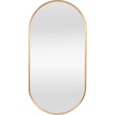 Miroir Mural, Cadre Ovale pour Chambre Salle de Bain Entrée Salon 40 x 60 cm(Doré) (1/2)
