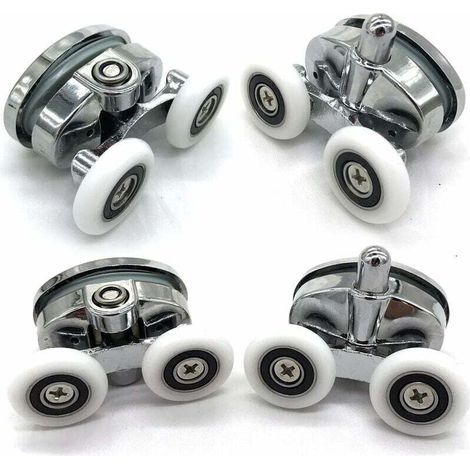 Ruote per porta doccia, 4 pezzi – Ruota doppia ovale a forma di farfalla (23 mm) – Compatibile con sistemi scorrevoli standard – Alta resistenza e basso rumore (1/5)