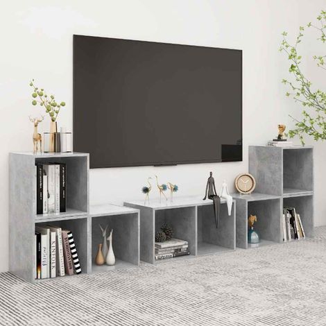 vidaXL Muebles de salón 6 piezas madera de ingeniería gris hormigón (1/5)