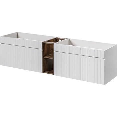 Double meuble sous vasques suspendu ICONIC blanc 180 cm avec l'extension chêne Santa Fe (1/5)