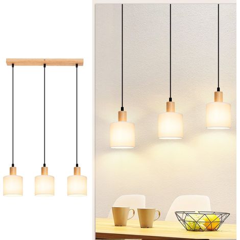 ZMH – Lampe à suspendre en bois vintage E14 – Abat-jour réglable en hauteur jusqu'à 150 cm – Idéale pour salle à manger, salon, cuisine