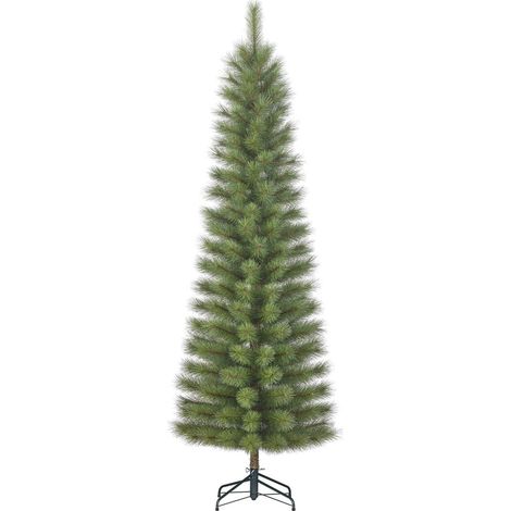 Sapin de Noël Artificiel Étroit Vert Effet Givré Pointes Blanches H260 x Ø69 cm - PANGIVO (1/4)