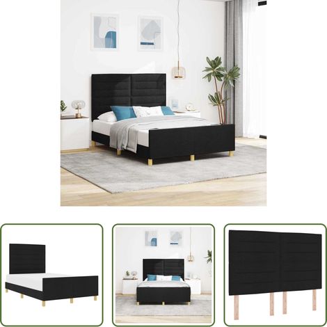 vidaXL Stoffbett - Bettgestell mit Kopfteil Schwarz 140 x 190 cm Stoff (1/5)