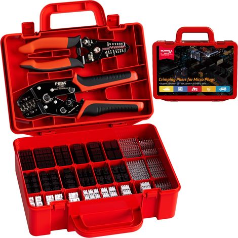 Outils sertissage, avec 24 styles JST-XH/SM et ensemble de connecteurs de câble 2,54 mm+ pince à dénuder, outil de sertissage 0,03-0,5 mm²/AWG32-20 pour séries etc. (1/5)