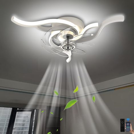 Ventilateur plafond avec lumière blanc – Télécommande + App – 6 vitesses silencieux – Lampe dimmable – 3 températures couleur – Salon/cuisine/chambre