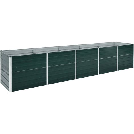 Jardinière Bac A Fleur Lit surélevé de jardin Acier galvanisé 400x80x45 cm Vert 77964 (1/5)