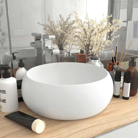 Lavabo rond de luxe Blanc mat 40x15 cm Céramique