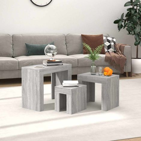 vidaXL Tables basses gigognes 3 pcs sonoma gris bois d'ingénierie (1/5)