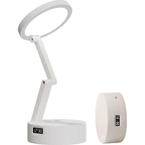 Lampe de bureau - à piles - lampe de lecture portable - à intensité variable - pliable - commande tactile, convient pour le bureau, la chambre, le bureau, les voyages, blanche. (1/2)