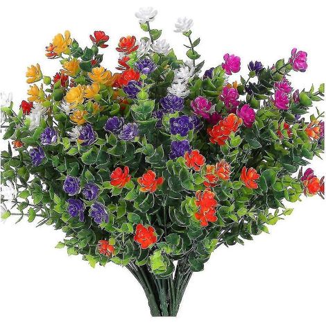Lot de 10 plantes (arbustes) artificielles vertes en plastique résistant aux UV et inaltérable, pour une utilisation en extérieur (1/4)