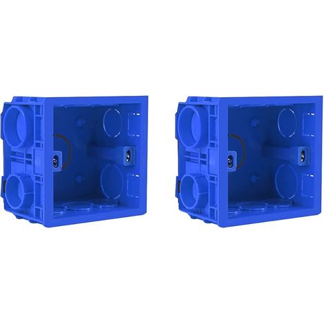 Lot de 2 boîtes de montage en plastique - 86 mm x 86 mm x 46 mm - Avec interrupteur, longue durée de vie - Pour montage d'appareils électriques - Bleu (1/5)