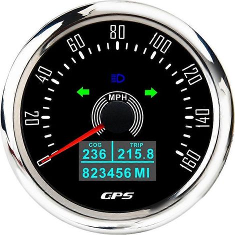 Velocímetro GPS de 85 mm con antena GPS, retroiluminación de 7 colores, odómetro digital LED para coche, barco o embarcación marina de 12 V/24 V, 0-160 MPH, A (1/5)