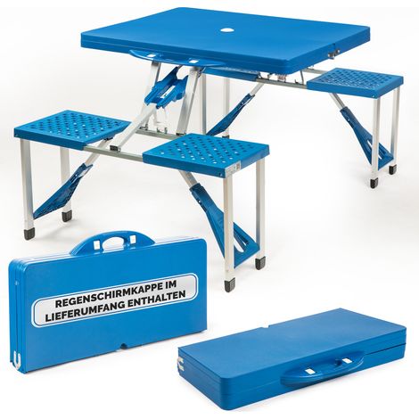 Tavolo Pieghevole con Sedie Integrate Deuba Alluminio Blu