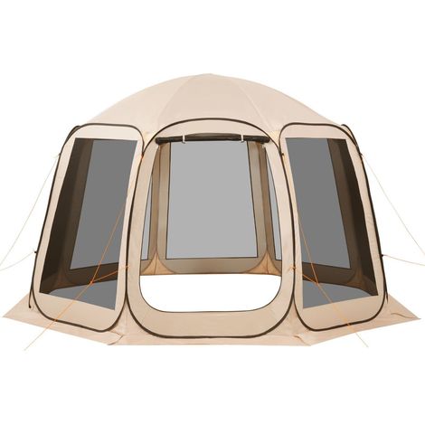 Tente moustiquaire pliante 10-12 personnes 3660x3380mm avec sac de transport idéale pour jardin et activités plein air couleur beige (1/5)