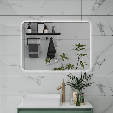 70 X 50CM SPECCHIO DA BAGNO CON LED, RETTANGOLARE, TOUCH, MEMORIA, DIMMERABILE, RETROILLUMINATO (1/5)