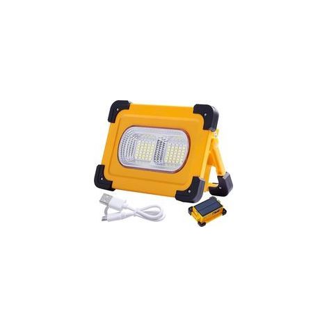 Modes 60W Projecteur LED Rechargeable, Lampe de Travail Solaire Portable avec USB, Projecteur de Chantier d'urgence étanche avec Batterie18650mAh pour Camping, Travaux, Bricolage (1/5)