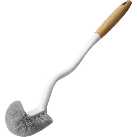 Toilettenreinigungsbürste, L-förmige Toilettenschüsselbürste für effektive Reinigung mit Holzgriff für Toiletten mit langem Griff