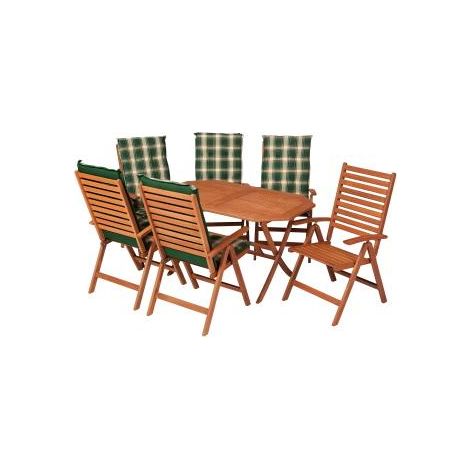 Borkum Set 13tlg., Euka. 6 Klappsessel, 6 Kissen, 1 Tisch