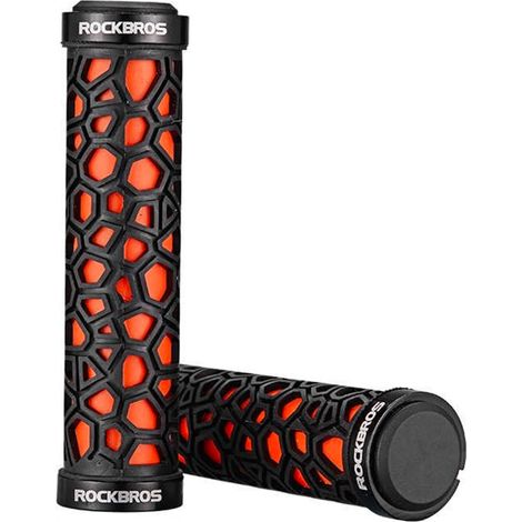 Pu帽os de bicicleta, pu帽os de goma, di谩metro 22 mm, negro y naranja. (1/3)