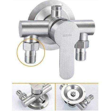 1 pièce 304 acier inoxydable exposé chaud et froid robinet de douche interrupteur chauffe-eau robinet de salle de bain, acier inoxydable exposé (1/3)