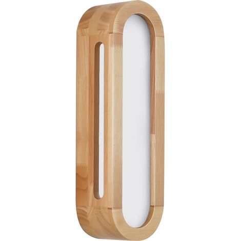 Applique murale intérieure LED bois 34 x 10 cm, cadre bois, 12W 3600 lm, blanc chaud 3000K, salon chambre couloir, naturel blanc (1/5)