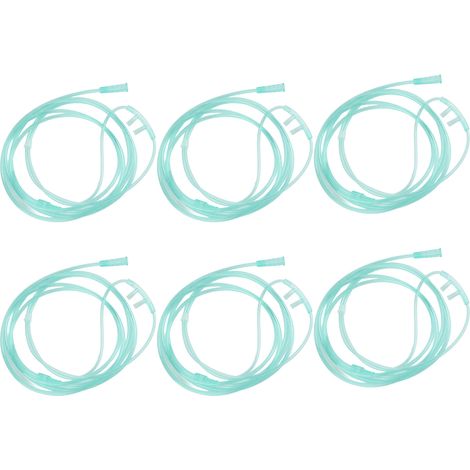 Lot de 6 canules nasales jetables, tube souple d'alimentation en oxygène, accessoire réducteur d'oxygène, vert, 2 m