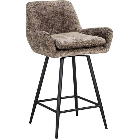 Tabouret de comptoir en chenille chic - Gris pierre élégant (1/5)