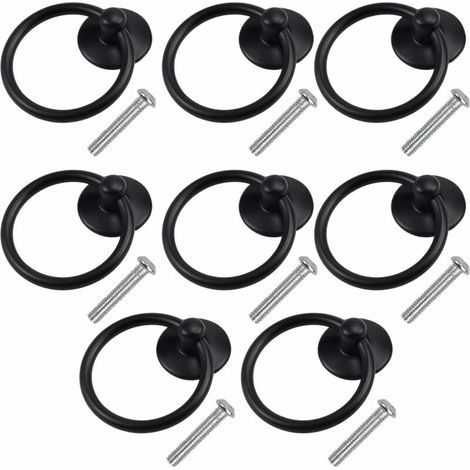 8 Pcs Bouton de Porte Vintage Poignee de Meuble Ronde Poignée D'armoire Classique Tiroir Bague Poignée de Traction Poignées de Tirage Antique Bouton de Meuble pour Cuisine Armoire Placard Commode (Noi (1/5)