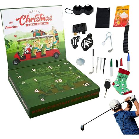 Golf-Adventskalender, Golf-Dekorationen 2025  Golf-Weihnachtskalender mit Strümpfen für Regal, Büro, Eingangsbereich, Arbeitsplatz, Geschäfte, Wohnzimmer, Party, Geburtstag, Abend (1/5)
