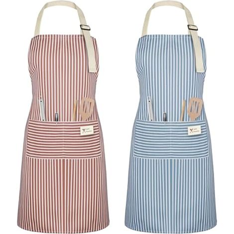 Tablier bib ajustable unisexe, lot de 2 tabliers de cuisine avec 2 poches, tabliers de chef pour cuisiner, pour femme et homme, maison, restaurant, café