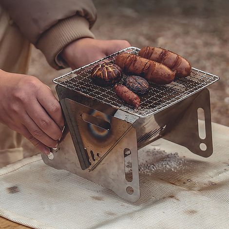 Barbecue pliable avec grille, en acier inoxydable, idéal pour le camping, dimensions : 210 x 160 x 125 mm (1/5)
