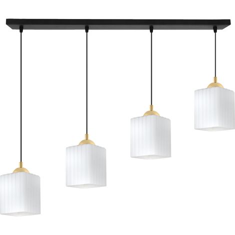 Riffle Pendelleuchte, schwarz und gold, 4-flammig, weißer Würfel, E27 (1/5)