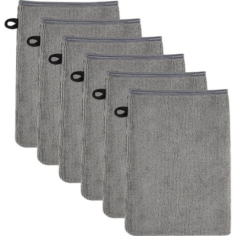 Lot de 6 Gants de Toilette 15 x 21 CM, Gants de Nettoyage du Visage Doux (1/5)
