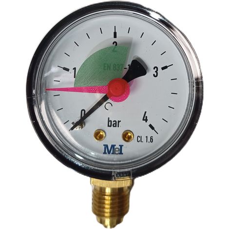 Manomètre pour soupape circuit de chauffage, diamètre de Ø50 mm 0-4 en 1/4'' (1/3)