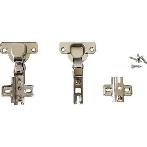 LIKERAINY 95 Degré Demi Recouvrement Charnières 35mm sans Amortissement pour Porte de Placard Cuisine Charniere pour Meuble Armoires en Semi-applique Lot de 10 (1/4)