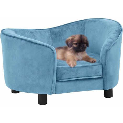 vidaXL Sofá para perros felpa turquesa 69x49x40 cm (1/5)