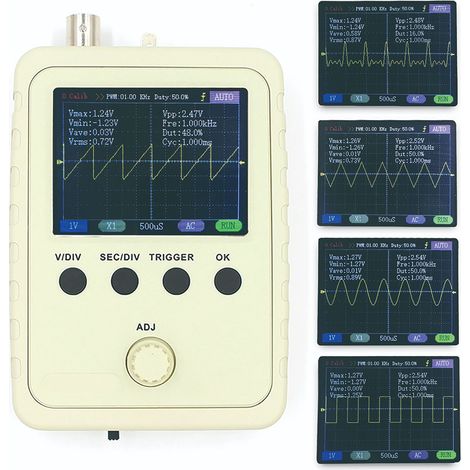 Kit oscilloscope numérique TFT 2,4 pouces avec adaptateur secteur et sonde à câble avec pince BNC (appareil fini et assemblé) (1/5)