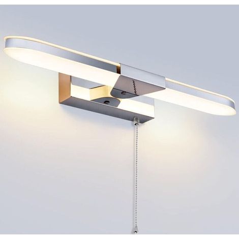 Lampe Miroir LED Salle de Bain 40CM Lampe pour Miroir Lumineux LED Applique Murale Lumiere Miroir Salle de Bain Avec interrupteur à tirette 3000K 920LM 8W Acrylique Lumières